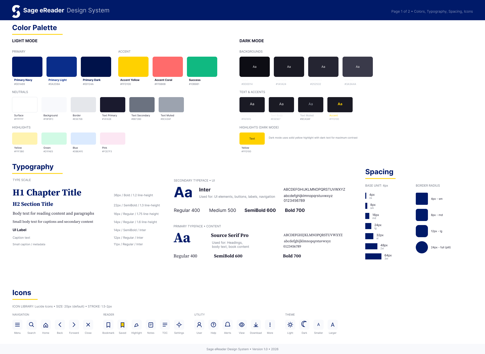 Sage eReader - Design System